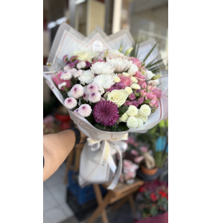 Vip karma beyaz pembe mor buket 1”2
